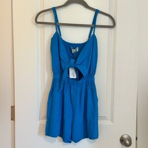 Seaspice Blue Resort Wear Woman’s Size Small Shorts Romper 100% Cotton